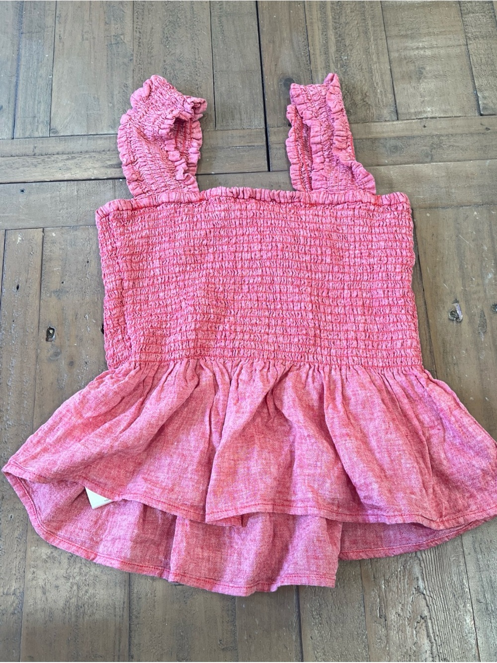 maeve anthropologie Schuyler Smocked Peplum Top XS Red Linen Feminine Preppy - Picture 7 of 7
